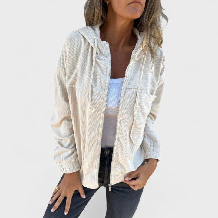 Pavla - Bársony kabát kapucnival és cipzárral