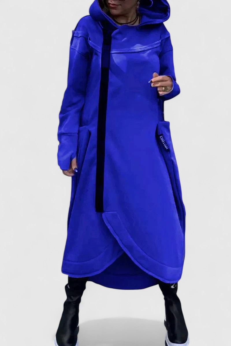 MARIE - Hosszú kabát kapucnival és cipzárral