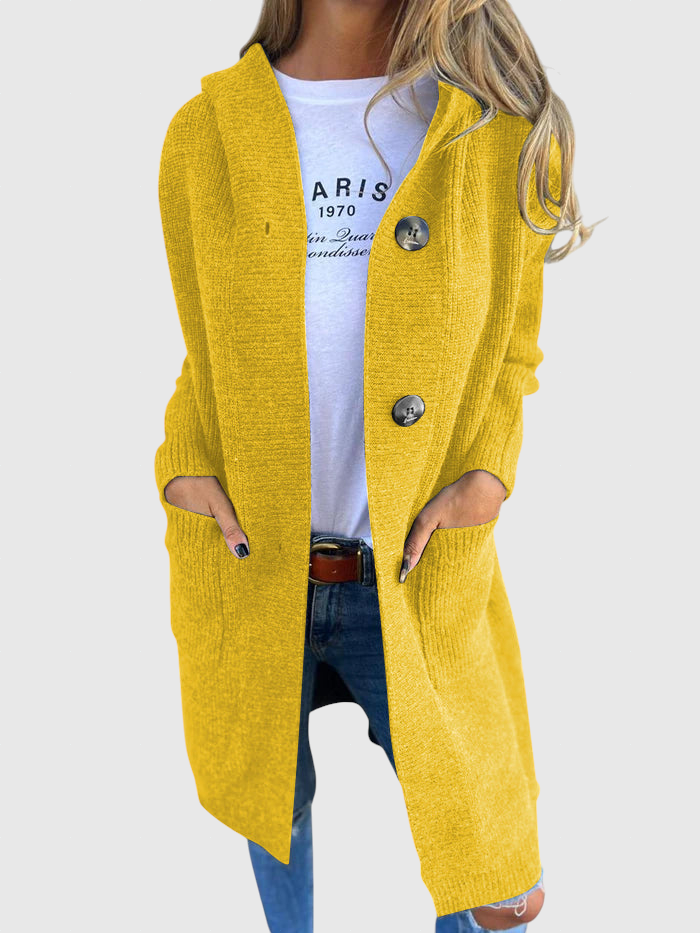 Gizel – Hosszú kötött kabát kapucnival