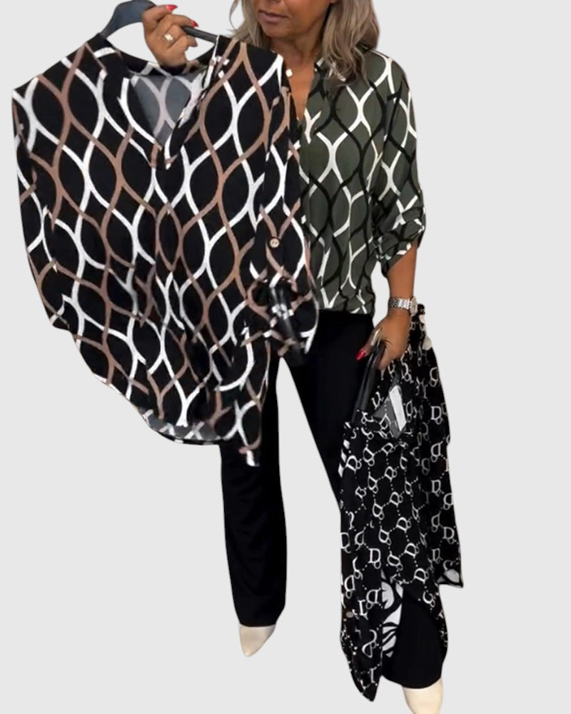 Noor – Grafikus mintás blúz