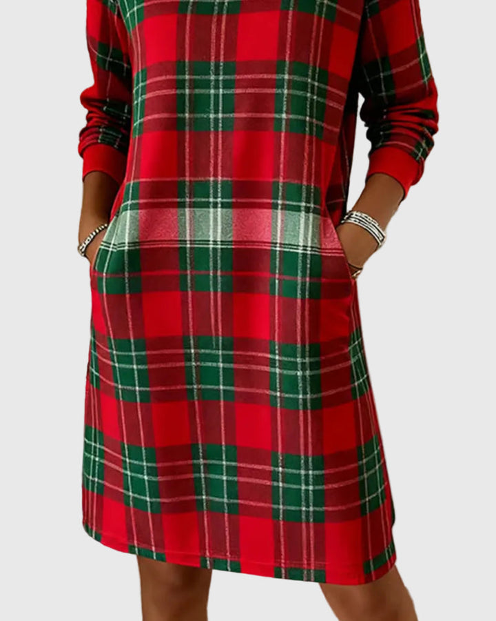 Hosszú Ujjú Kockás Pólóruha