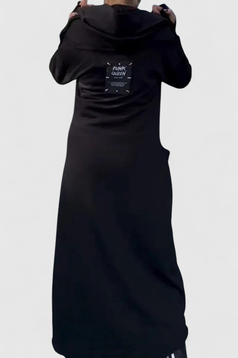 MARIE - Hosszú kabát kapucnival és cipzárral