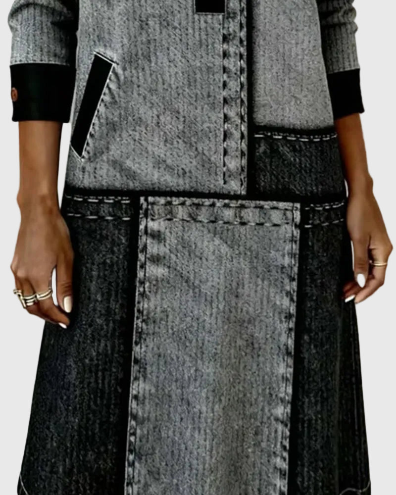 Vellora - Színes Paneles Gombos Ruha