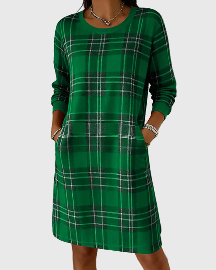 Hosszú Ujjú Kockás Pólóruha