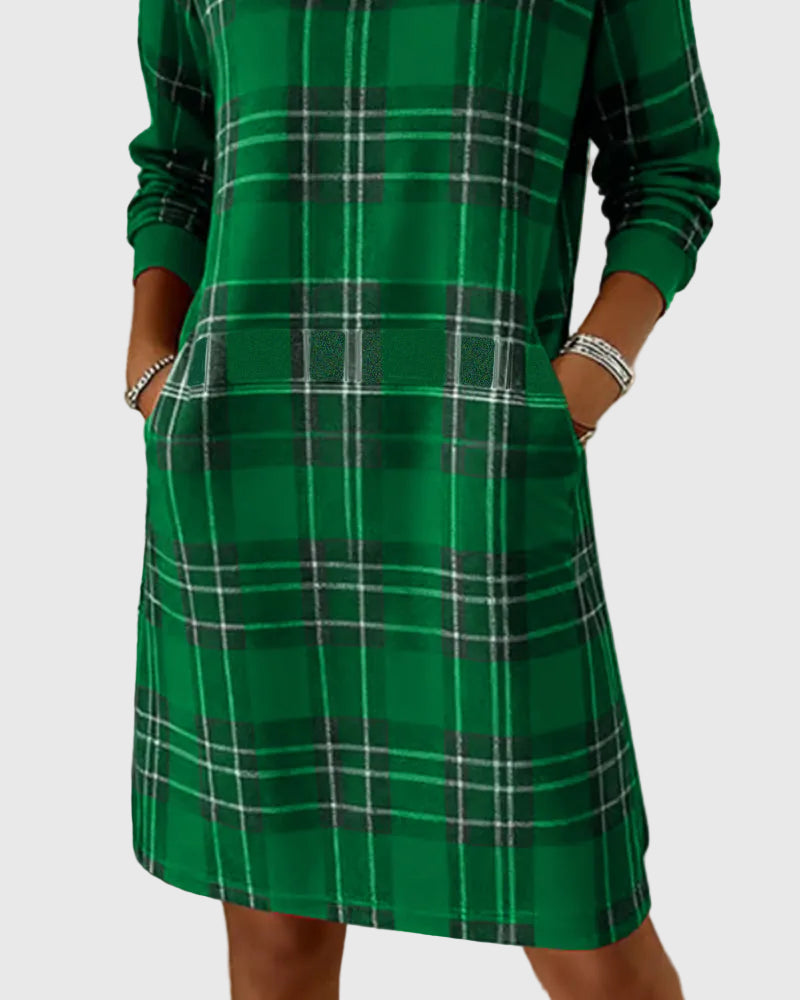 Hosszú Ujjú Kockás Pólóruha