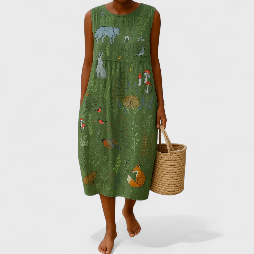 Alena - Elegáns Virágos Ruha