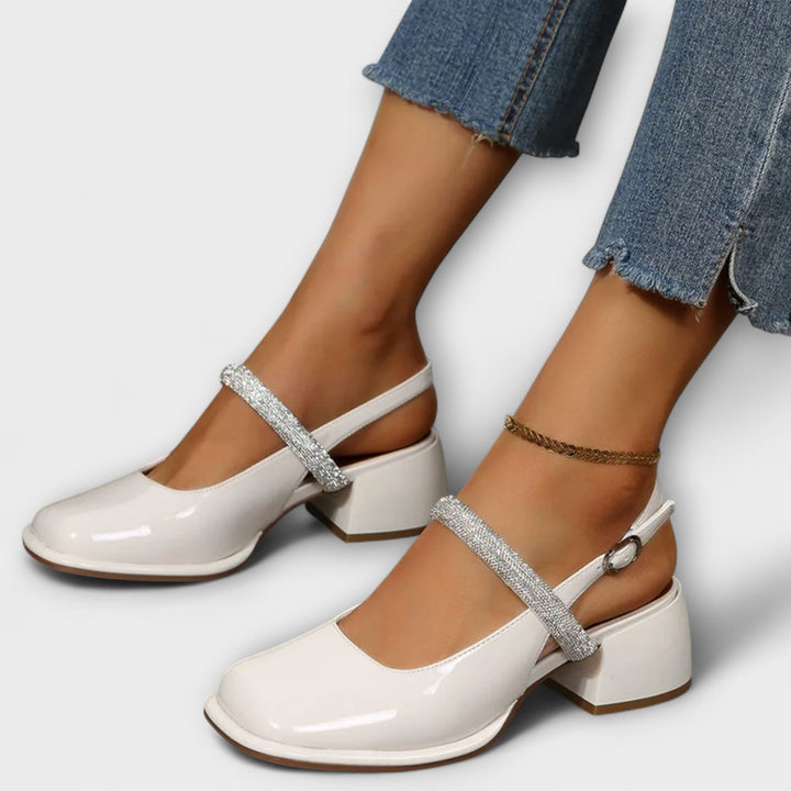 Celandra - Mary Jane csillogó pántokkal és blokk sarkú