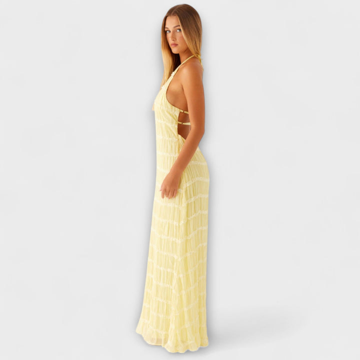 Adilin - Hosszú ruha, nyakpántos dekoltázzsal