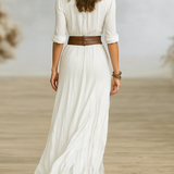 Aurora | Hosszú Vászonruha Fordított Gallérral