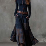 Elisa | Velúr maxi ruha övvel