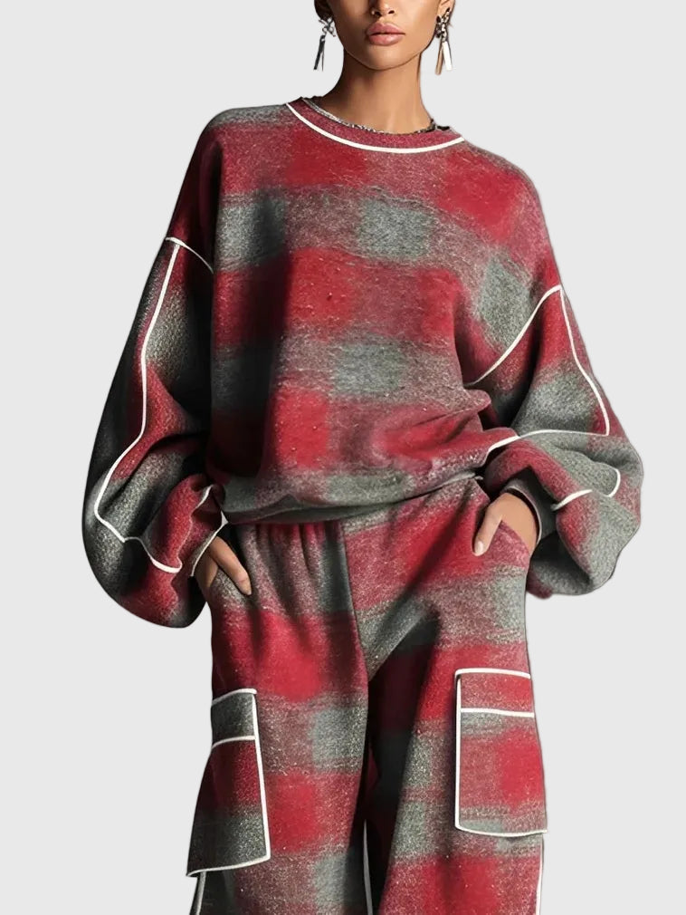 Louise - Kockás, színblokkolt, két részes szett