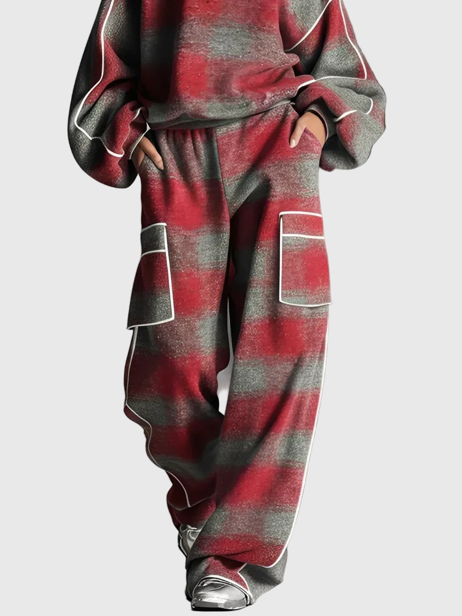 Louise - Kockás, színblokkolt, két részes szett