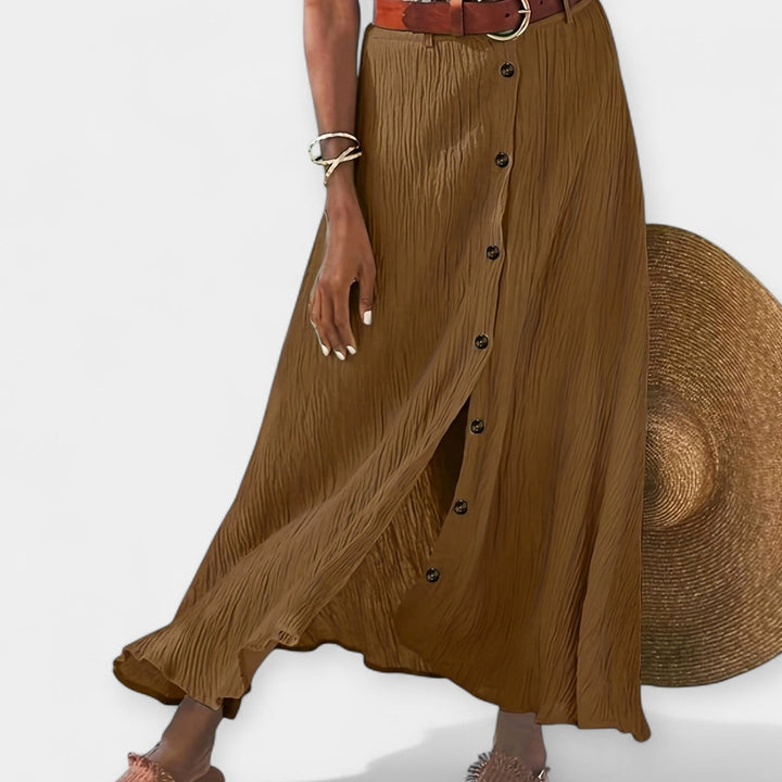 Félátlátszó midi szoknya hasítékkal