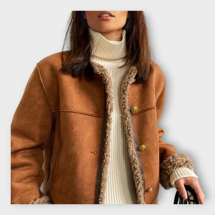 Elegáns bőrkabát meleg béléssel és klasszikus stílussal