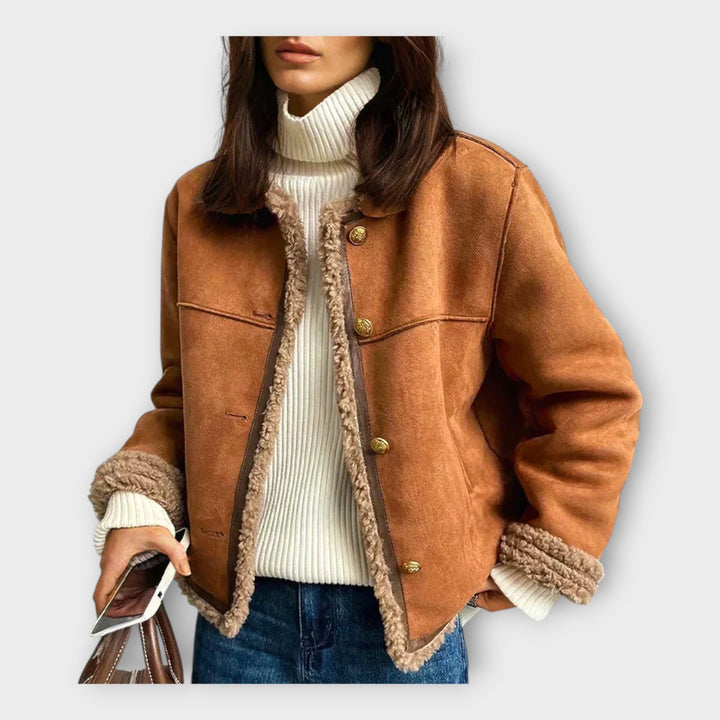 Elegáns bőrkabát meleg béléssel és klasszikus stílussal