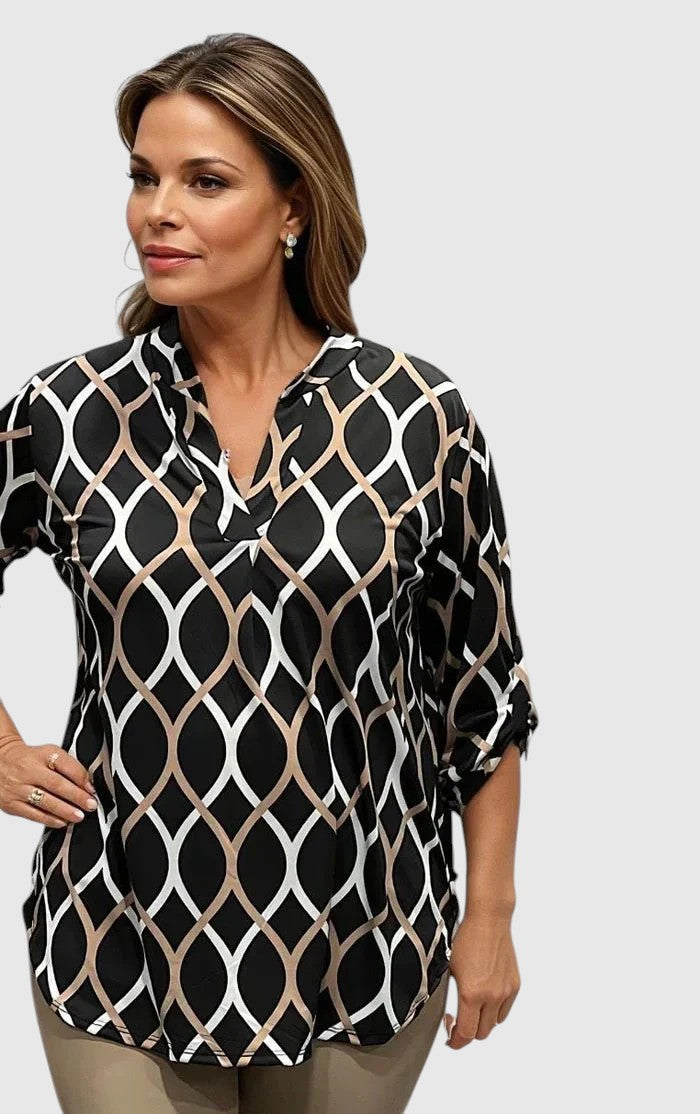 Noor – Grafikus mintás blúz