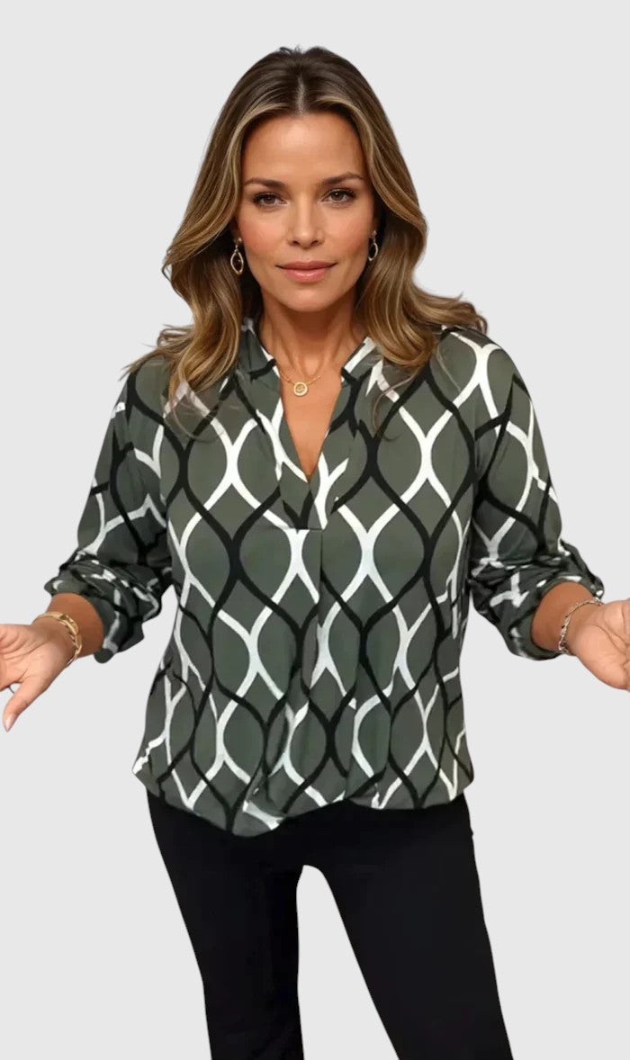 Noor – Grafikus mintás blúz